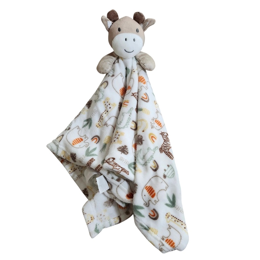 Baby Kiss White Giraffe Plush Security Blanket Baby Lovey Soother Modern Large